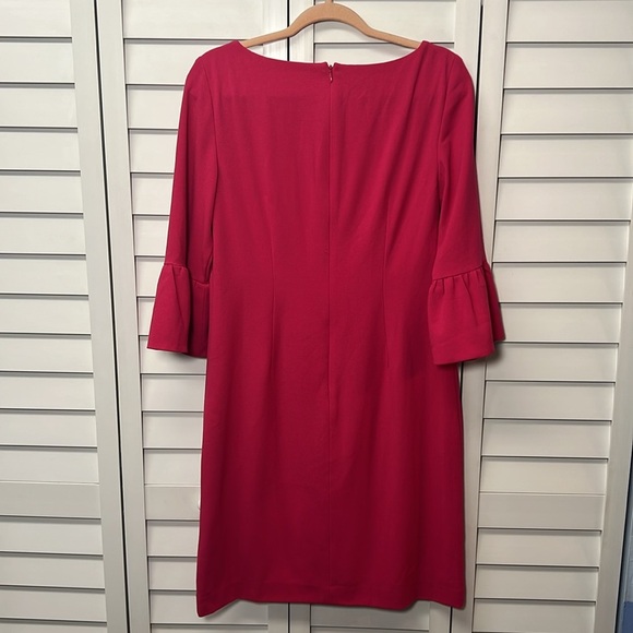 Talbots 3/4 Bell Sleeve Lined Sheath Dress Size 4 Hot Pink - Picture 9 of 10